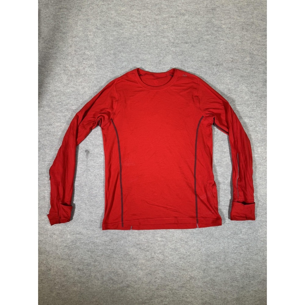 Lululemon T-Shirt Mens Large Red Long Sleeve Crew Neck Athletic Run Gym